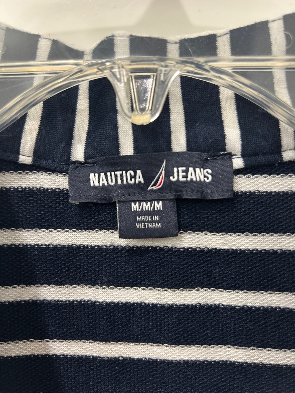 Nautica Navy and White Striped Sleeveless V-Neck Dress - Picture 3 of 3